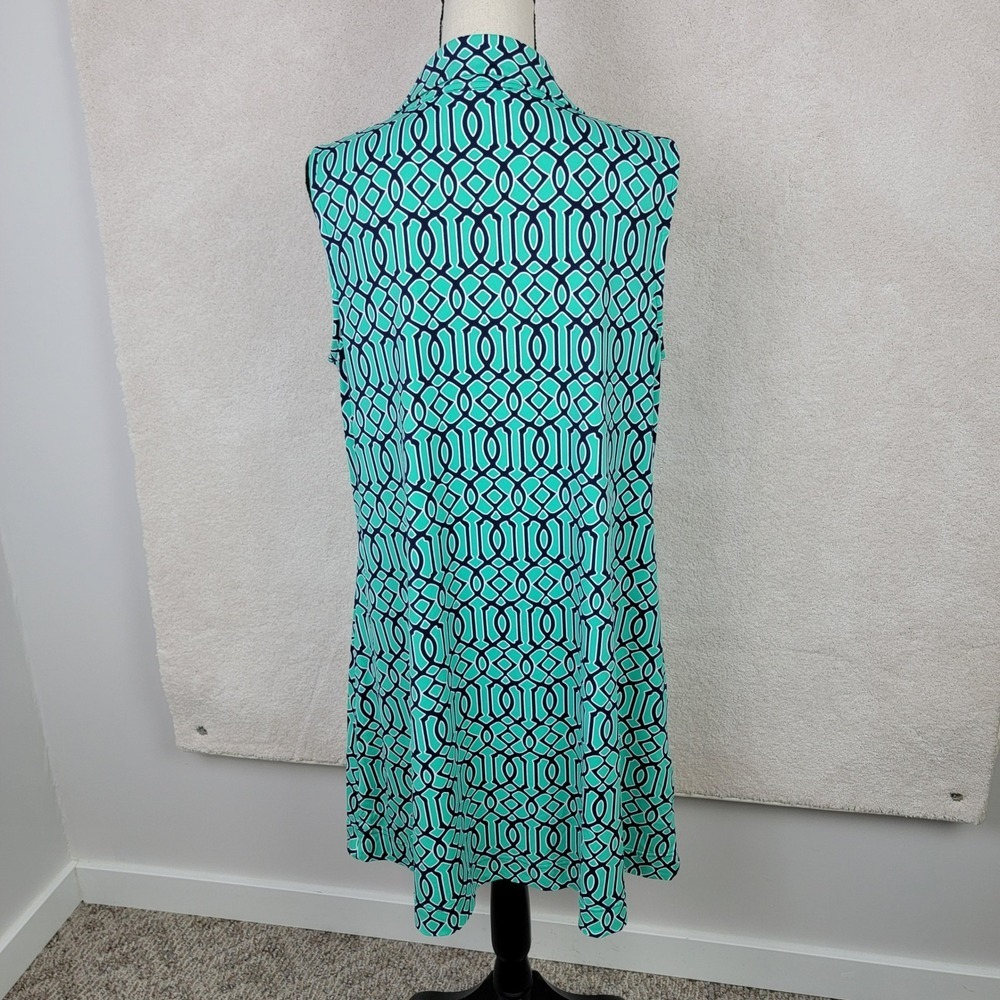 Anthony's Resortwear Women XL Teal Navy Geometric Quart Zip Travel Shift Dress - Picture 4 of 9